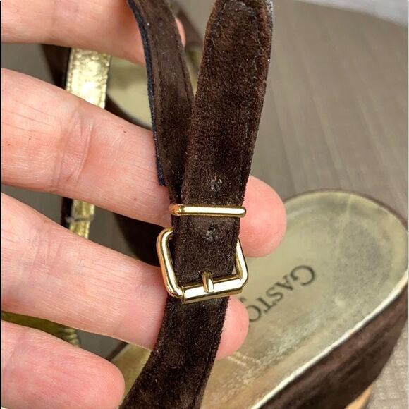 Gastone Lucioli Brown Suede Platform Wedge Sandals EUS 37 US 6,5-7 - Picture 5 of 16